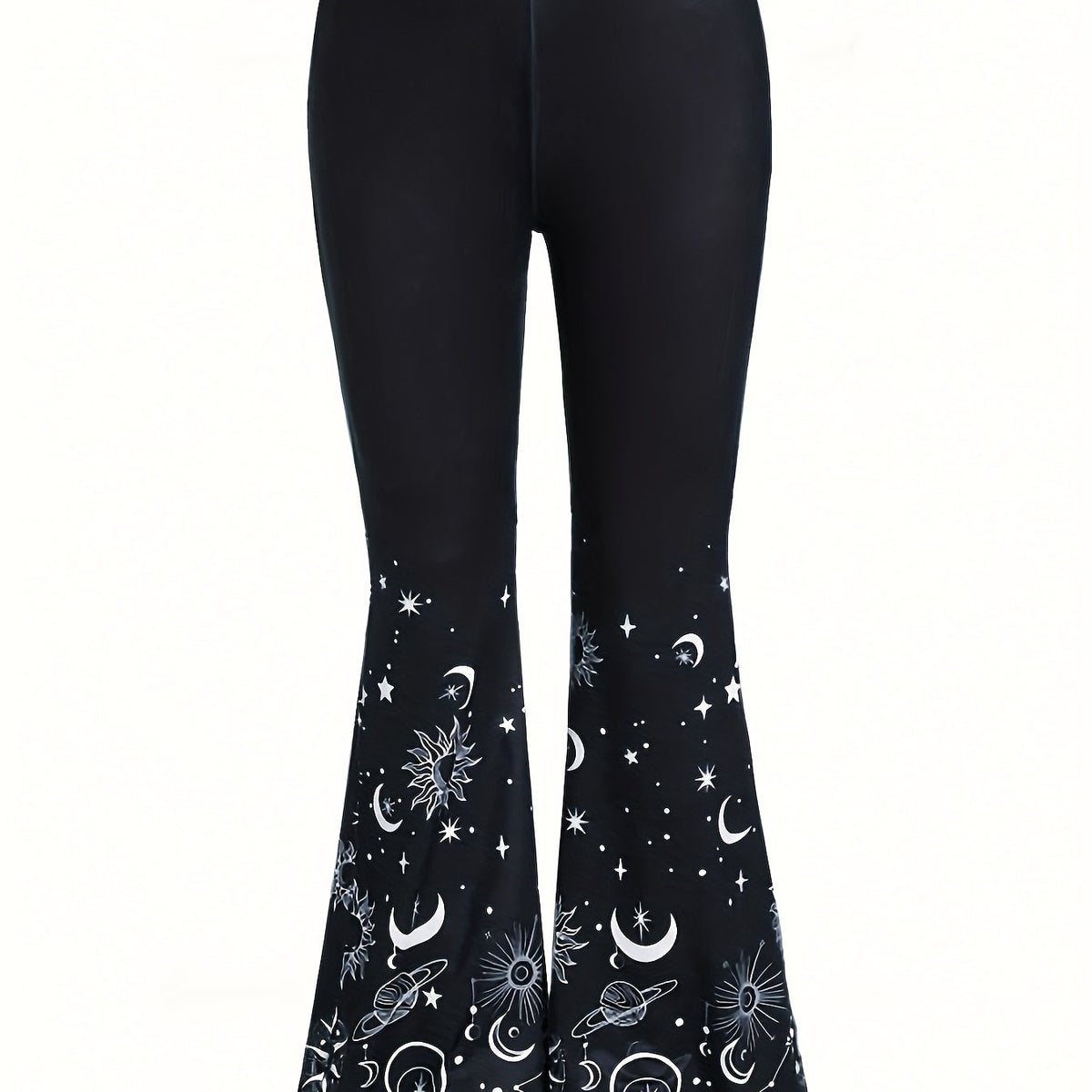 Women's Plus Sun & Moon Print Flared Leg Trousers