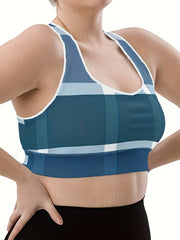  Sports Bra Women's Plus Geo Print Racer Back Bralette