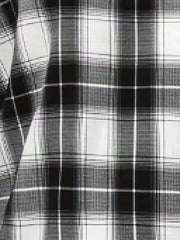  Plaid Print Roll Up Sleeve Button Up Blouse