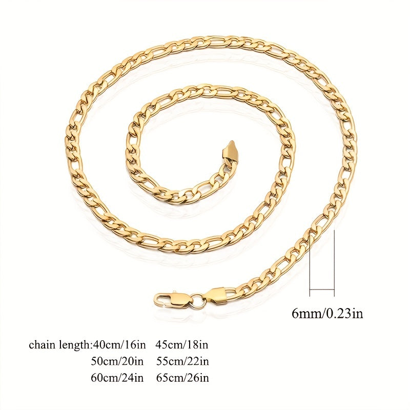 Golden Titanium Steel Chain Necklace Hip Hop Jewelry