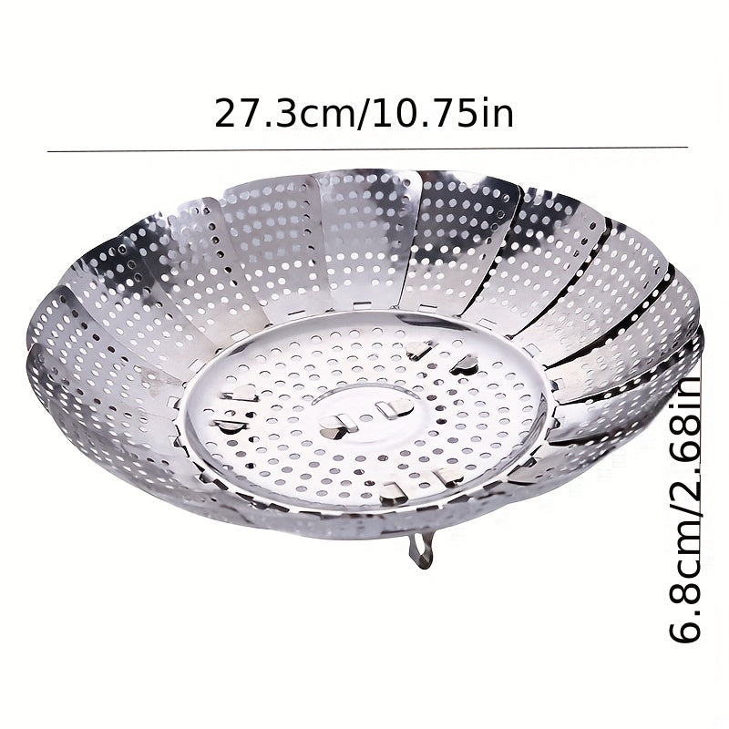 1pc Steamer Basket Stainless Steel Folding Insert for Veggie Fish Seafood