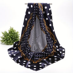 Polka Dot Vintage Bandana Silk Square Scarf Large Satin Shawl