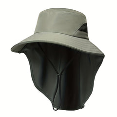 Men's Sun Hat with Face Shield UV Protection Large Brim Fisherman Hat