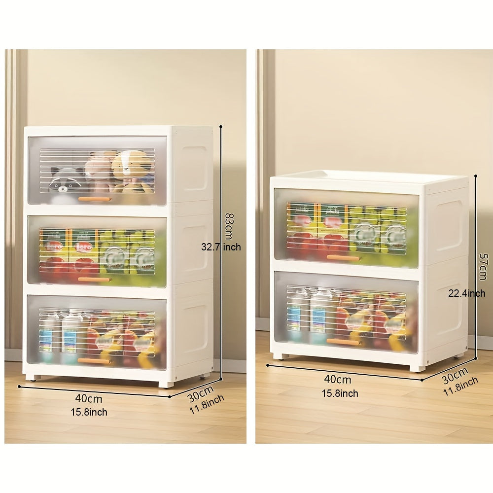 Plastic Storage Cabinet w/ Doors & Lids Easy Assembly Stackable Storage Bin