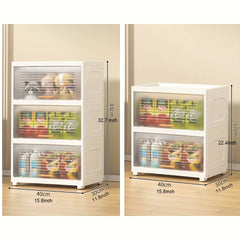 Plastic Storage Cabinet w/ Doors & Lids Easy Assembly Stackable Storage Bin