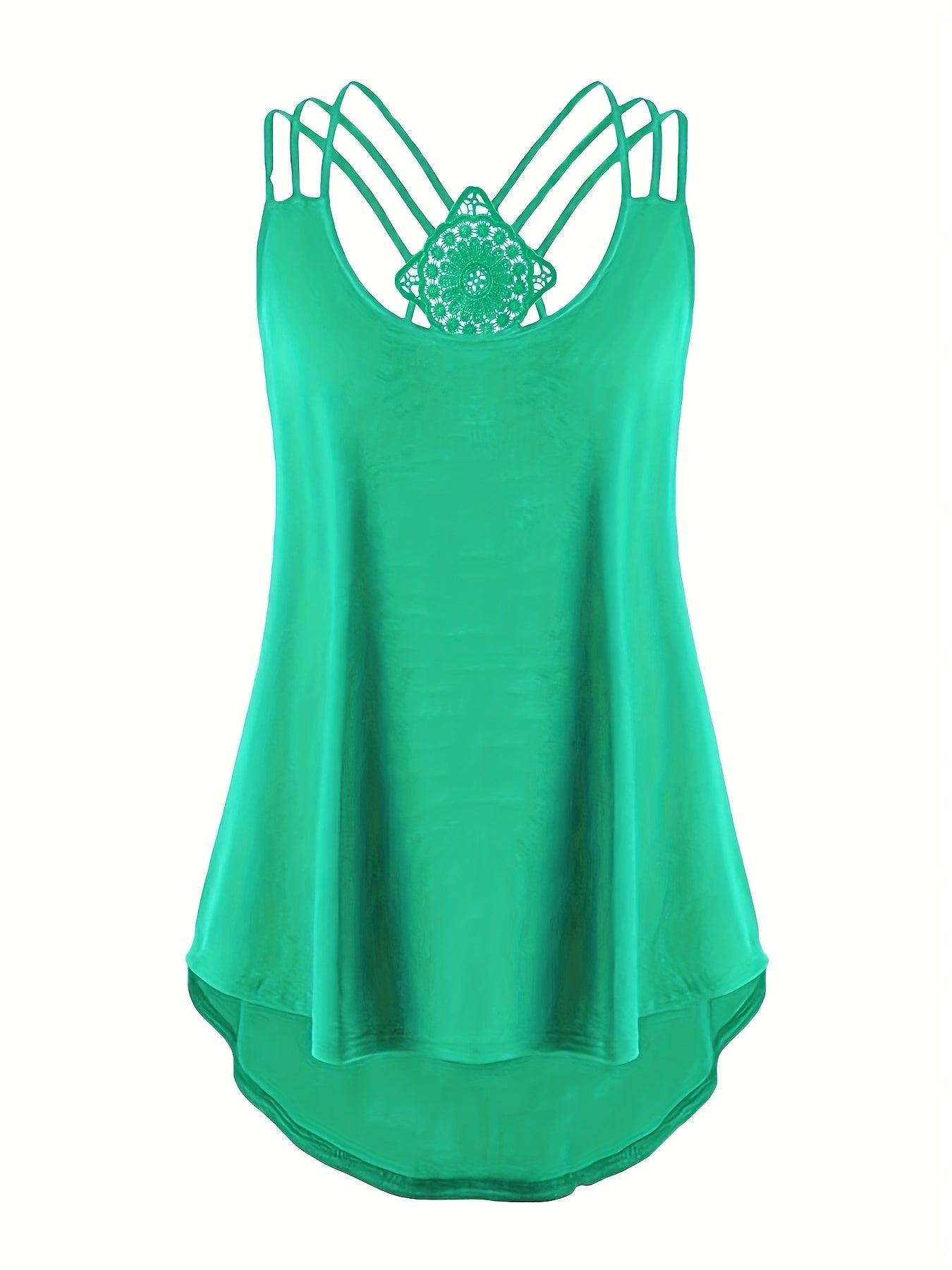 Cross Back Spaghetti Strap Top Crew Neck Sleeveless Cami