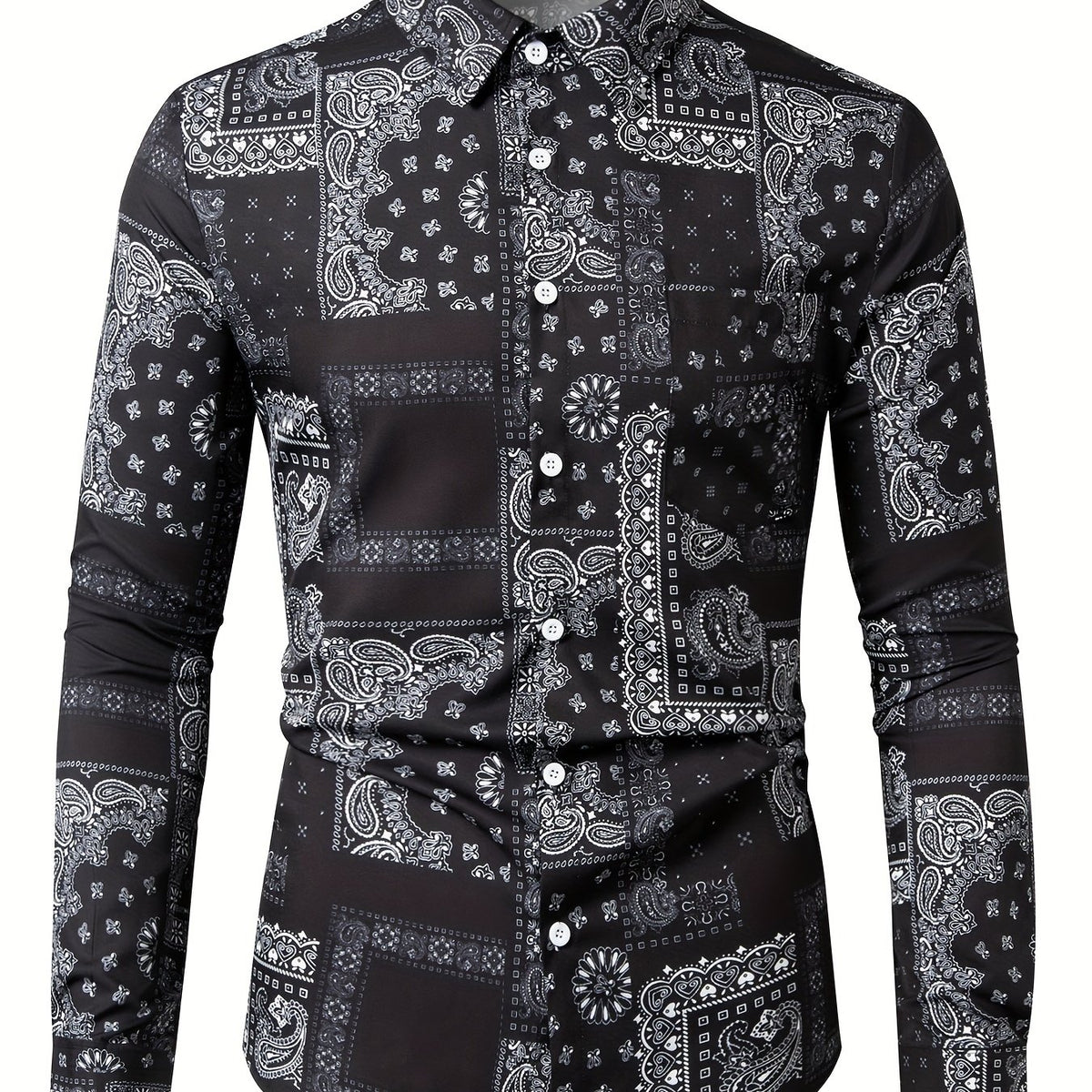 Paisley Full Body Print Men's Button Up Shirt