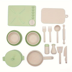 Kids Kitchen Playset Silicone Toy Cookware Set for Ages 3-12
