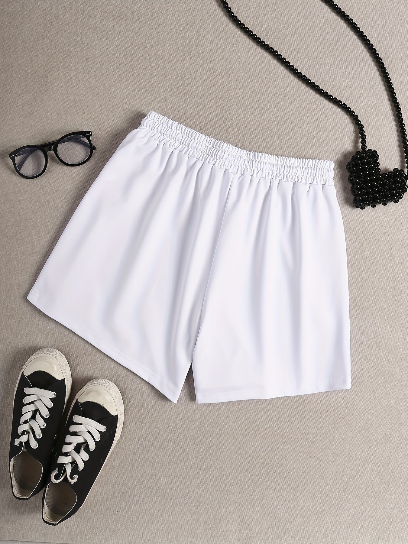Women's Plus Cats Print Drawstring Elastic Waist Shorts