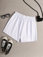 Women's Plus Cats Print Drawstring Elastic Waist Shorts