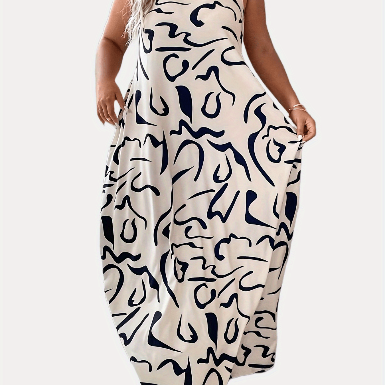  Graffiti Print Maxi Cami Dress