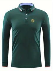Yellow Dragon Pattern Men's Casual Custom Fit Long Sleeve Shirt