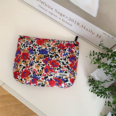 Fresh Floral Cosmetic Bag Fabric Clutch Portable Makeup Lipstick Storage