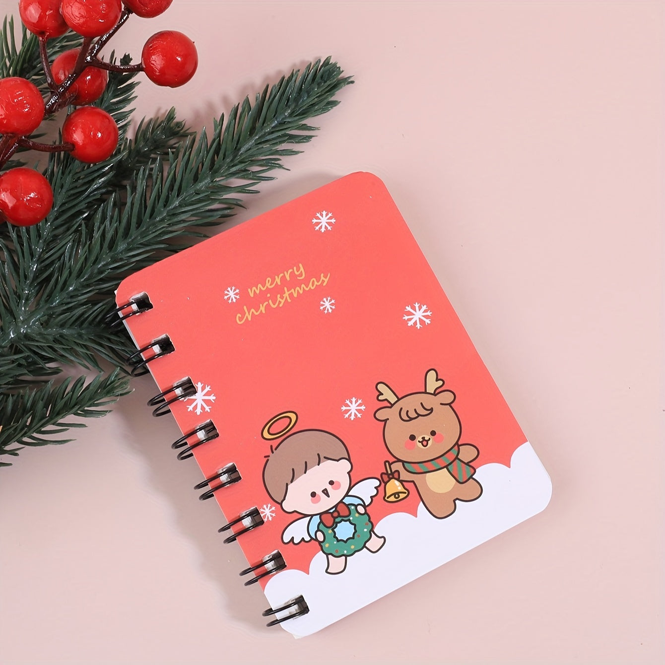 Cartoon Christmas Theme Coil Book - Mini Journal Book