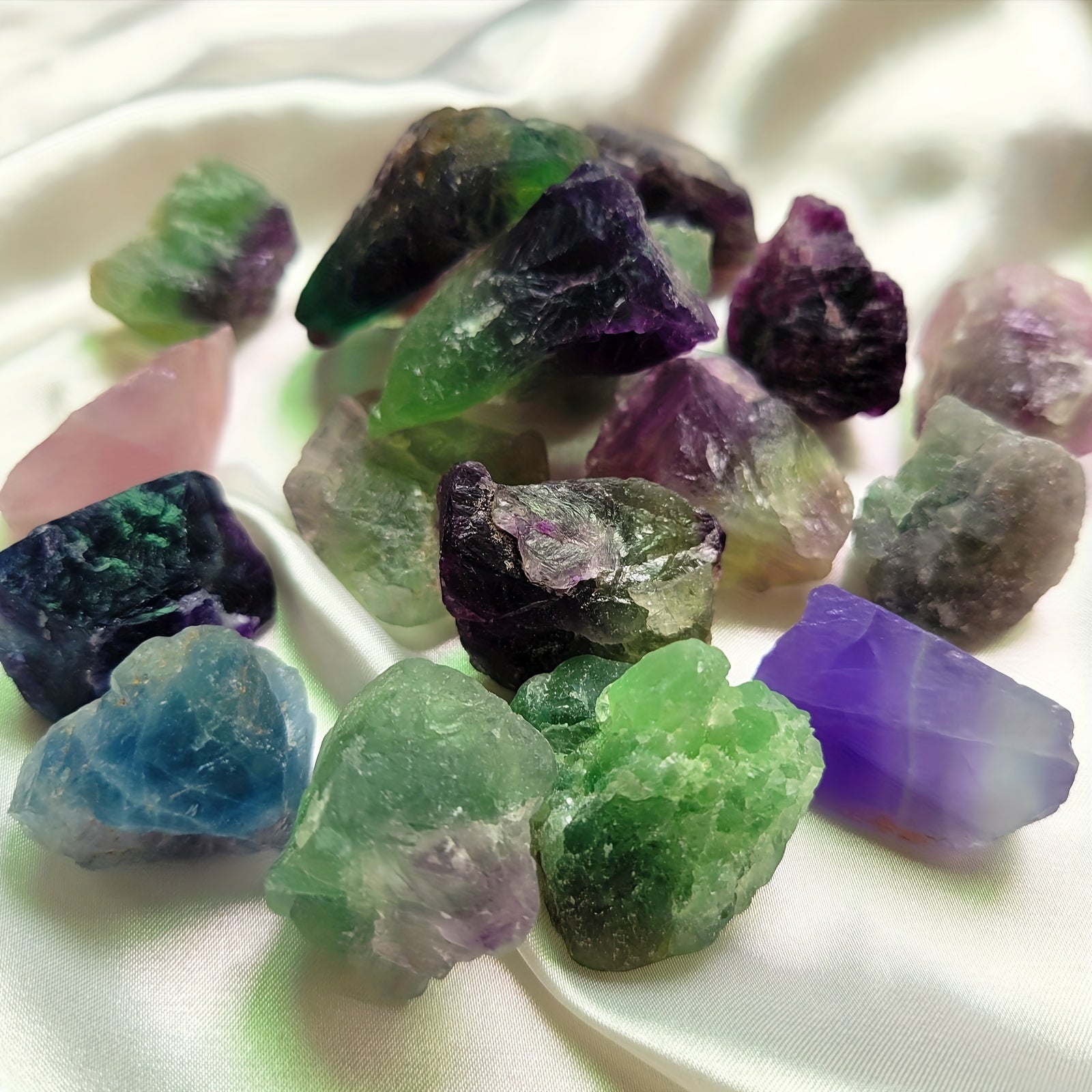 2OZ Natural Rainbow Fluorite Rough Crystals for Healing Stones
