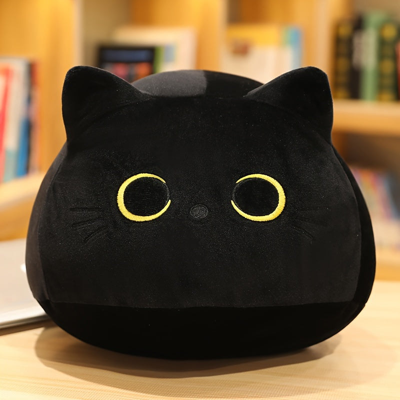 Adorable One Cat Plush Pillow with Purple Ears Soft Polyester Fabric