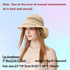 Apricot Sun Hat Wide Brim Straw Bucket Hat Lightweight Breathable for Women