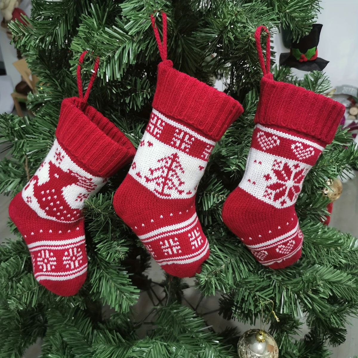 Knitted Christmas Socks Decoration Gift Bags