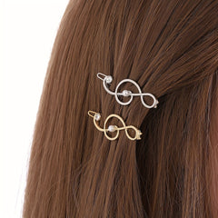 Alloy Note Shape Hair Clip Faux Pearl Side Clip Hair Accessories