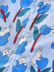 Boys Rabbit Print Shirt Hawaiian Style Beach Summer Clothes