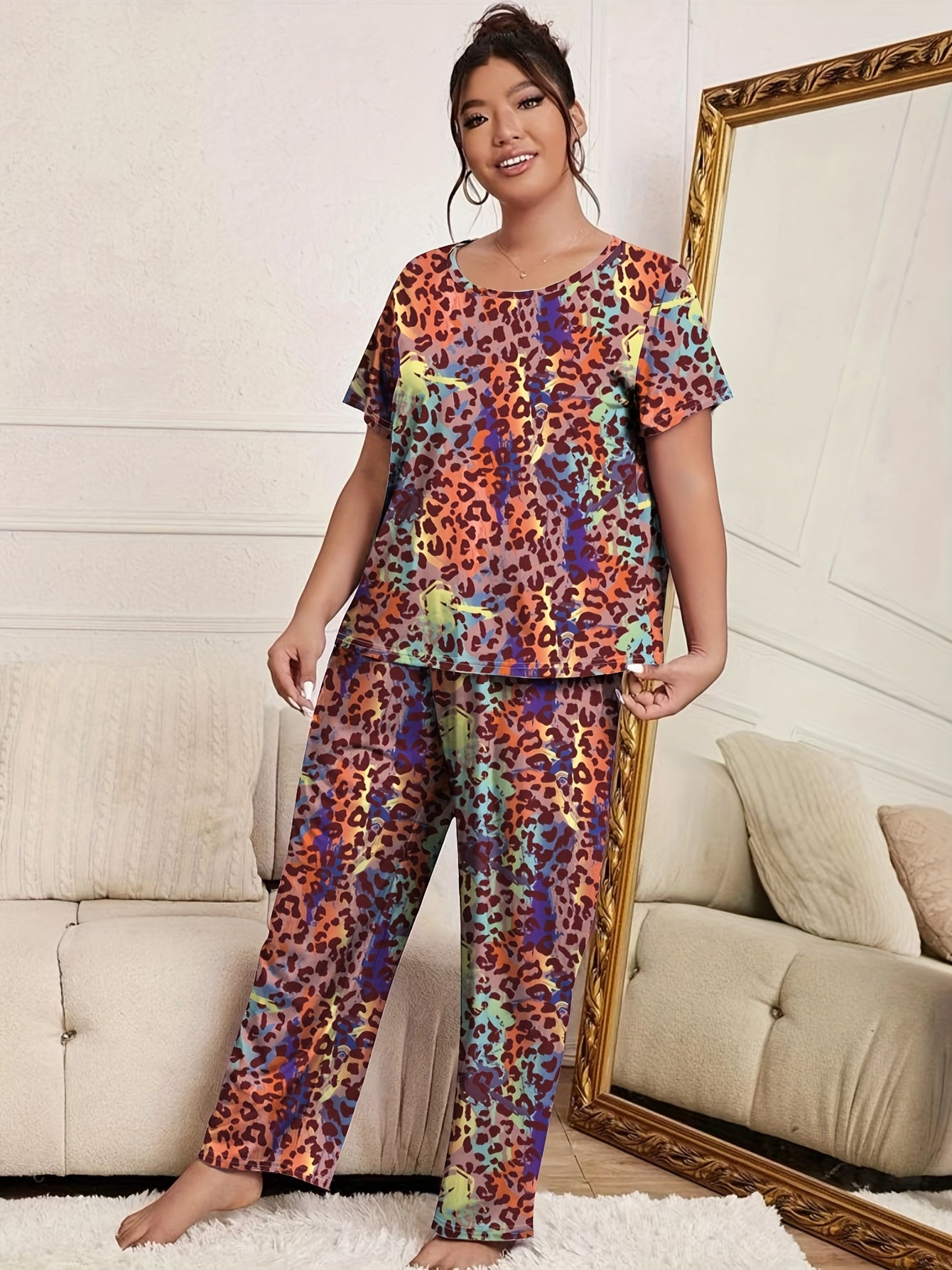  Ombre Leopard Print Pajama Set