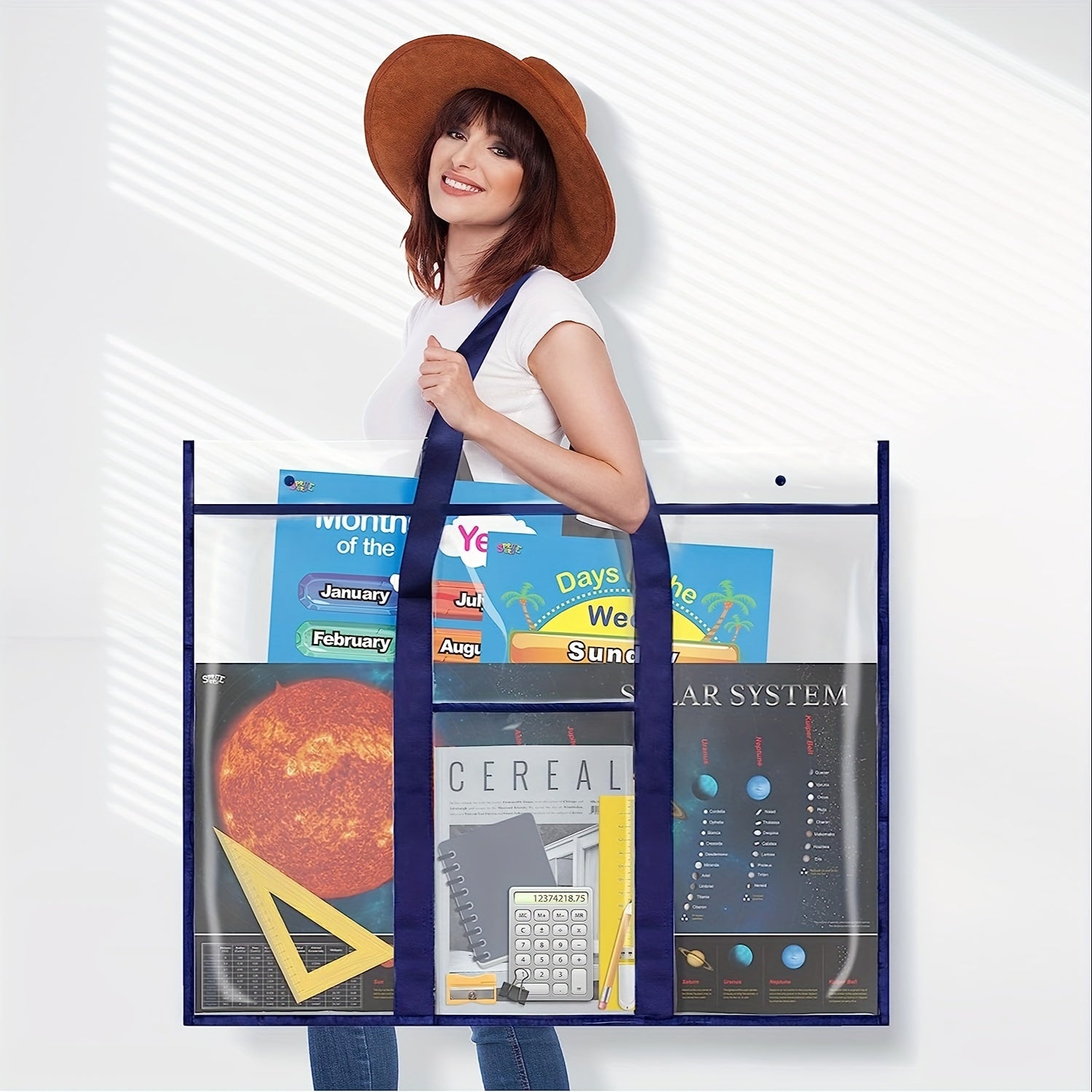 2pcs Large Poster Storage Bag Bulletin Board Holder Art Portfolio Organizer