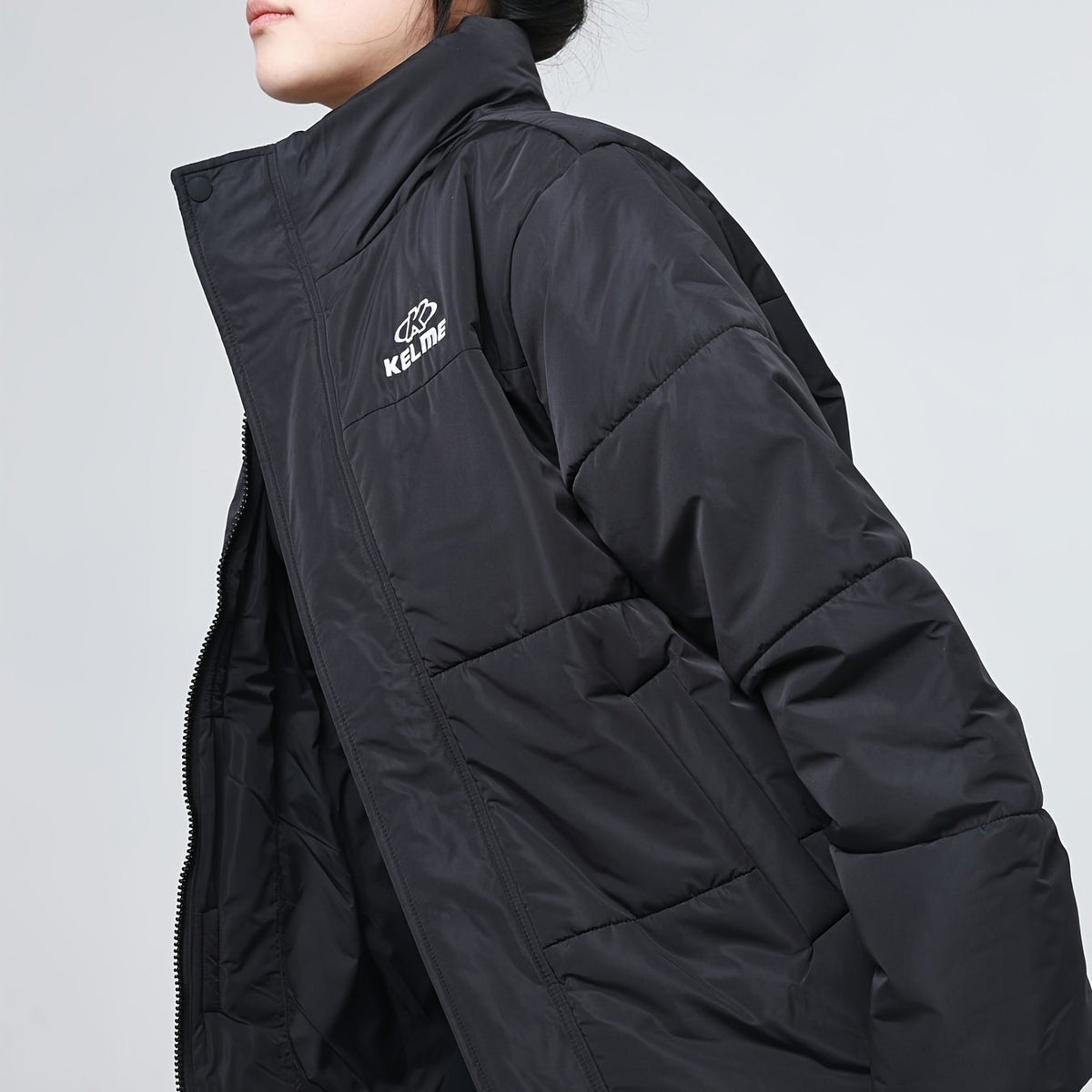 Women's Letter Print Puffer Jacket Windproof Down Winter Coat
