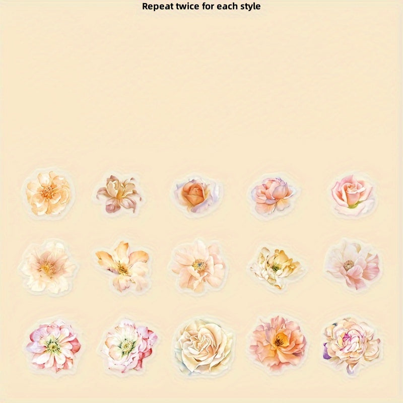30pcs Flower Dream Series Vintage Notebook DIY Sticker Pack