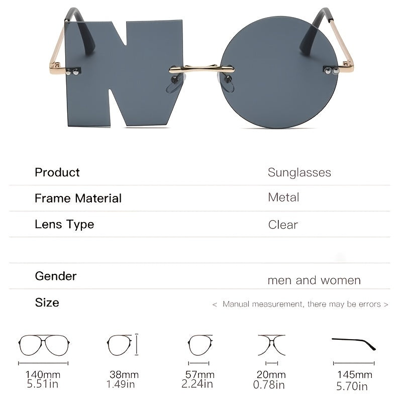 Alphabet Shape Party Sunglasses Rimless Beach Eyewear