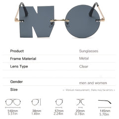Alphabet Shape Party Sunglasses Rimless Beach Eyewear