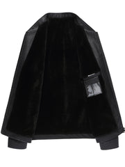 Men's Casual PU Leather Jacket Thick Fleece Thermal Zipper Jacket