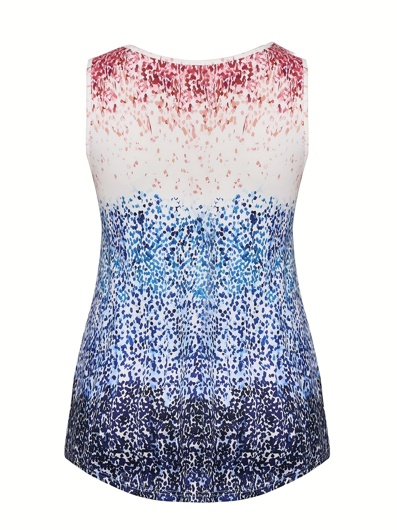  Colorblock Allover Print V Neck Tank Top