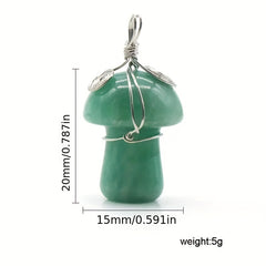 DIY Gemstone Quartz Mushroom Pendant Necklace with Stainless Steel Chain