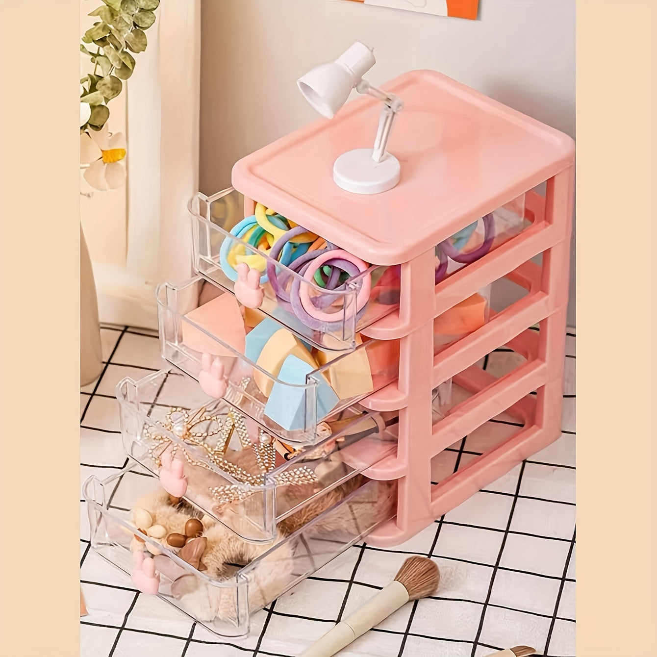 1pc Rabbit Handle Storage Box College Style Desktop Storage Box Teenager Gift
