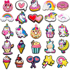 25pcs Unicorn Shoe Charms for Clogs Sandals PVC Shoe Decorations