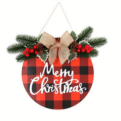 Christmas Wooden Hanging Home Decoration Bowknot Doorplate Ornament