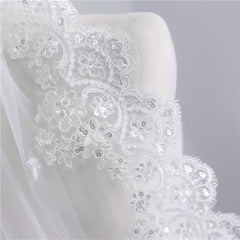 Ivory Bridal Veil with Rhinestones Single Layer Wedding