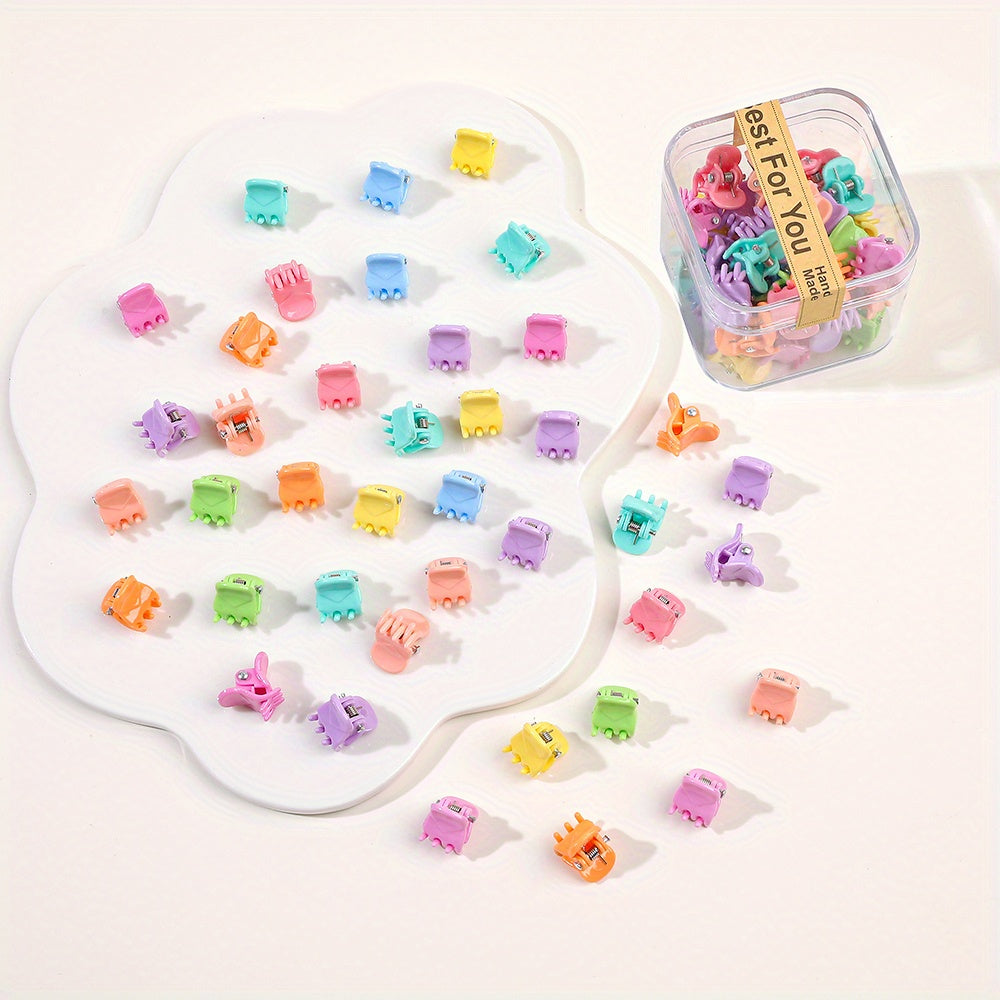 40pcs Solid Hair Claw Grip Mini Banana Clip Resin Hair Styling Accessory