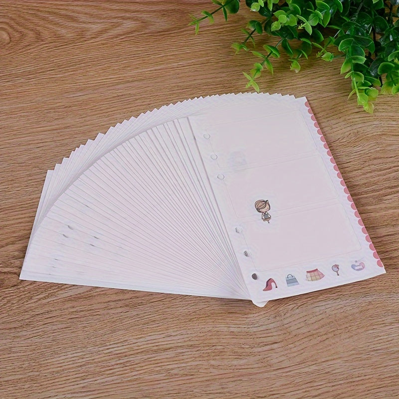 80pcs A6 Cartoon Journal Refills 6-Hole Loose Leaf Inserts Handbook Replacement