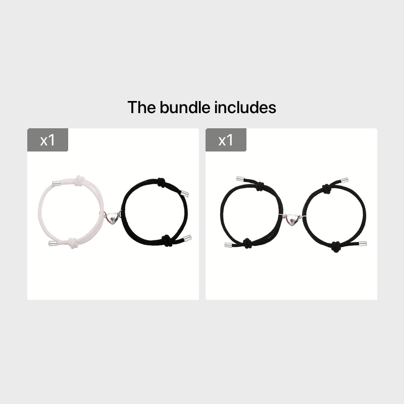 2pcs Love Heart Magnet Buckle Bracelets Couple Set Accessories