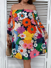  Boho Dress Women's Plus Off Shoulder Lantern Slee