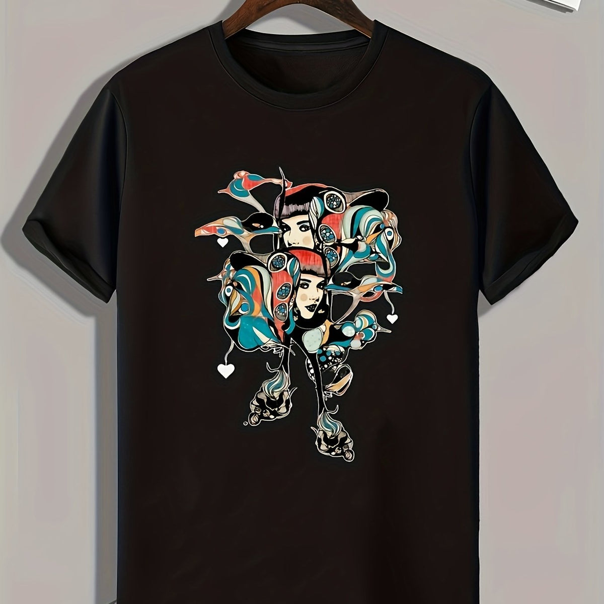 Women Face Print Men's Graphic T-shirt for Summer