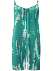  Tie Dye V Neck Wide Leg Romper