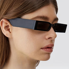 Y2K Rectangle Frame Sunglasses Minimalist Solid Eyewear