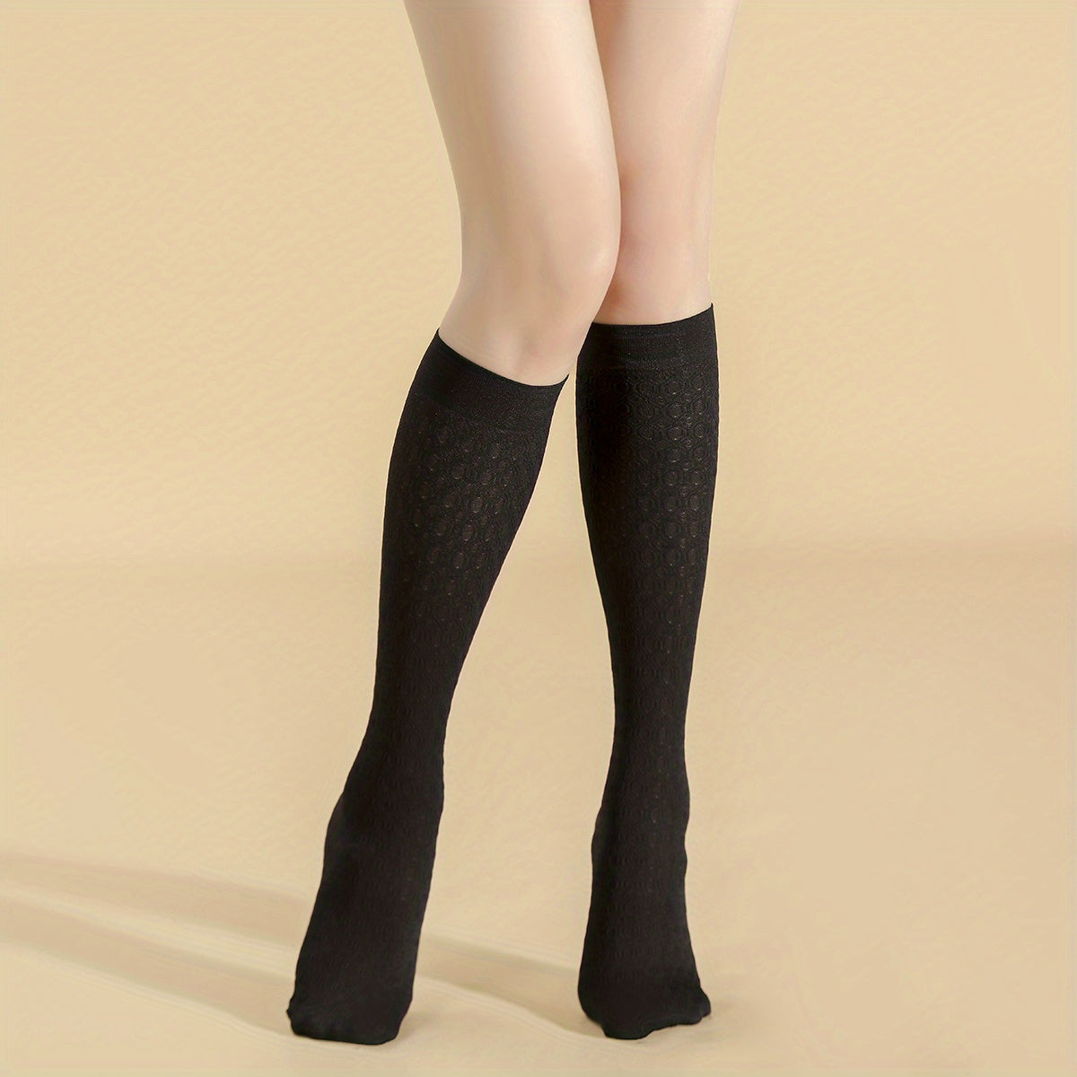 Textured Calf Socks Comfy Knee High Women's Stockings