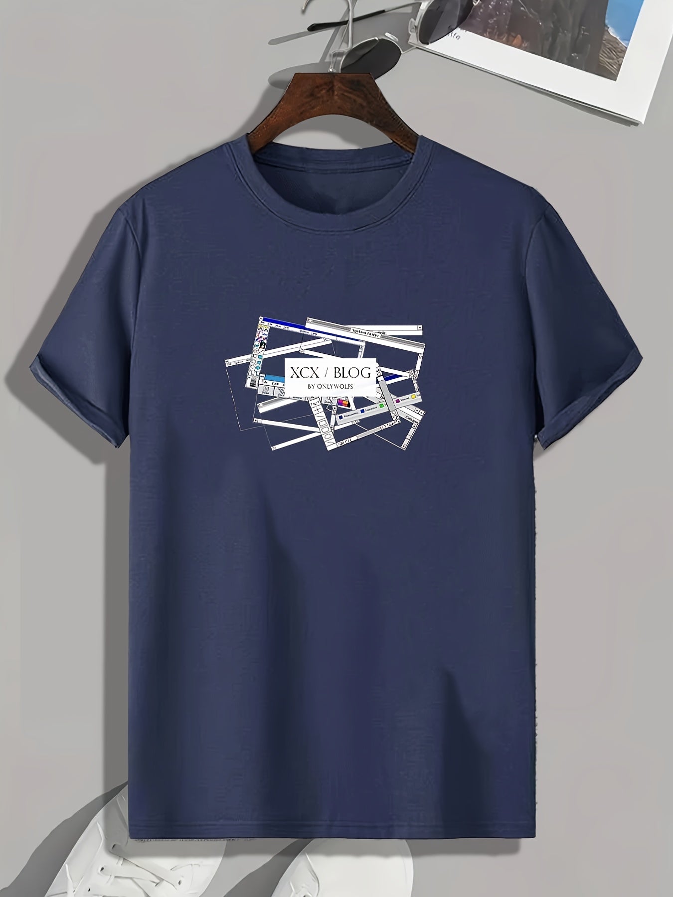 Letter Pattern Print Men's Comfy Sports T-shirt Graphic Tee
