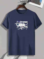 Letter Pattern Print Men's Comfy Sports T-shirt Graphic Tee