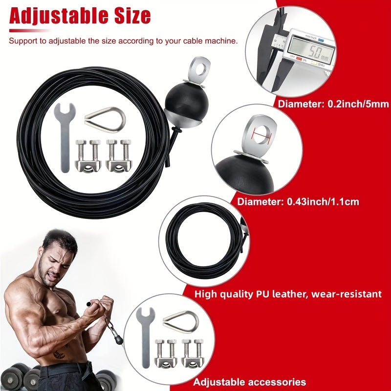 1pc Fitness Pulley Replacement Cable 78-196in Long Heavy Duty Steel Wire Rope