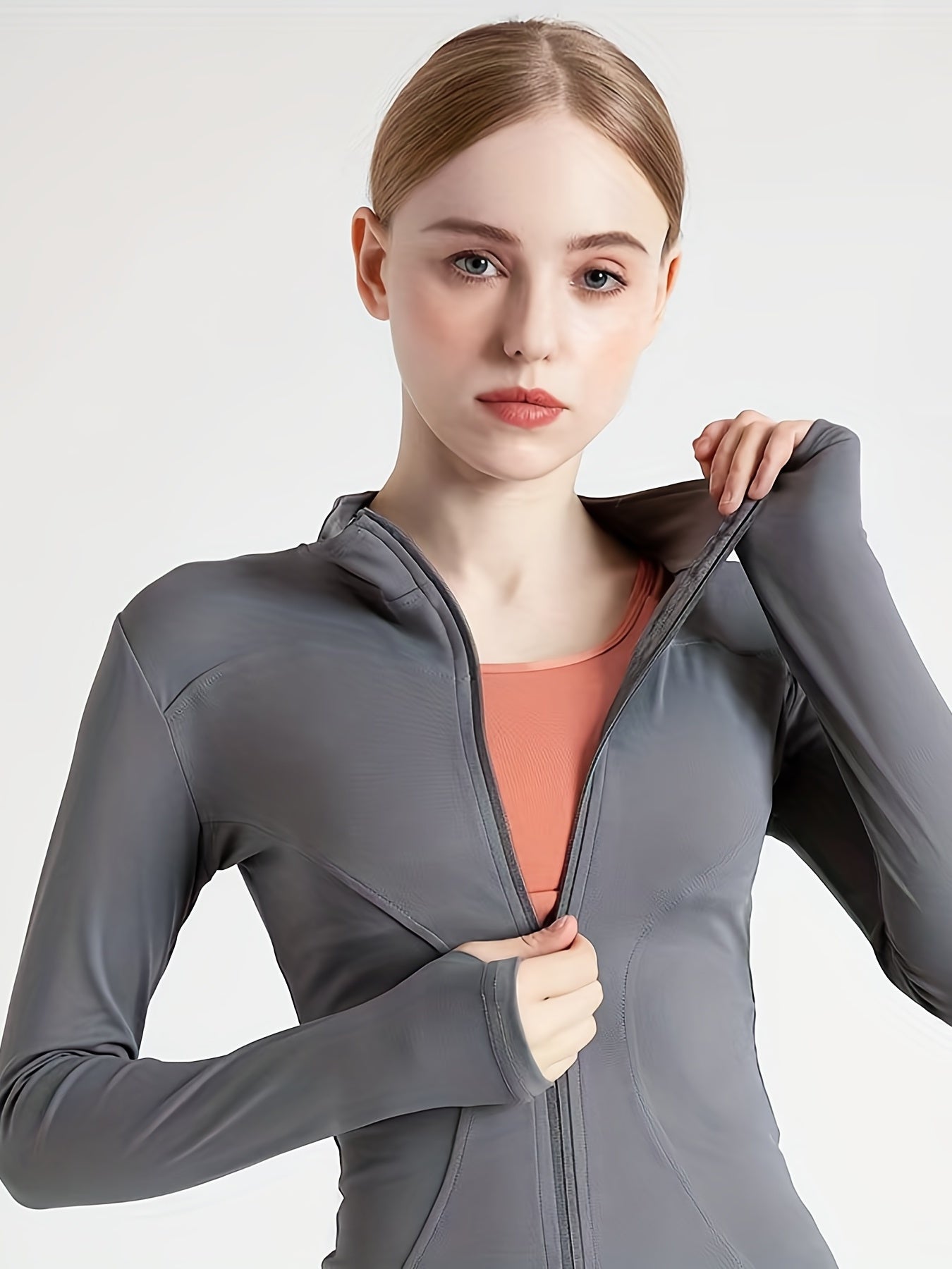 Women's Quick Dry Full Zip Sports Jacket with Thumb Holes