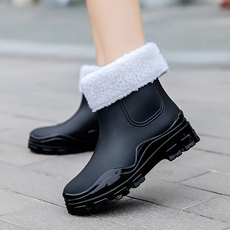 Women's Elastic Ankle Booties Mid Heel Chelsea Boots